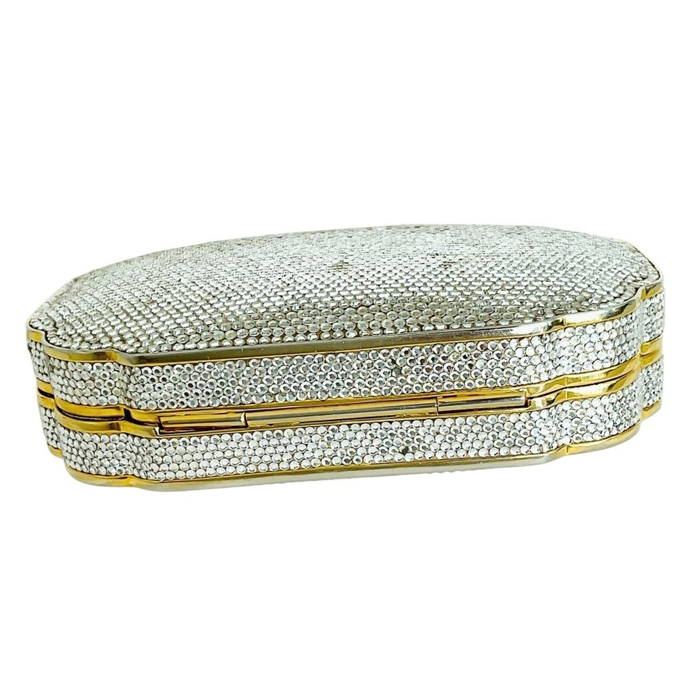 Judith Leiber Swarovski Crystal Minaudiere Clutch Full Set Evening Bag Chain - Picture 12 of 15
